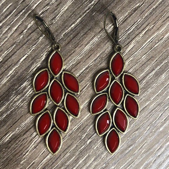 Jewelry - Dangle Earrings In Deep Red